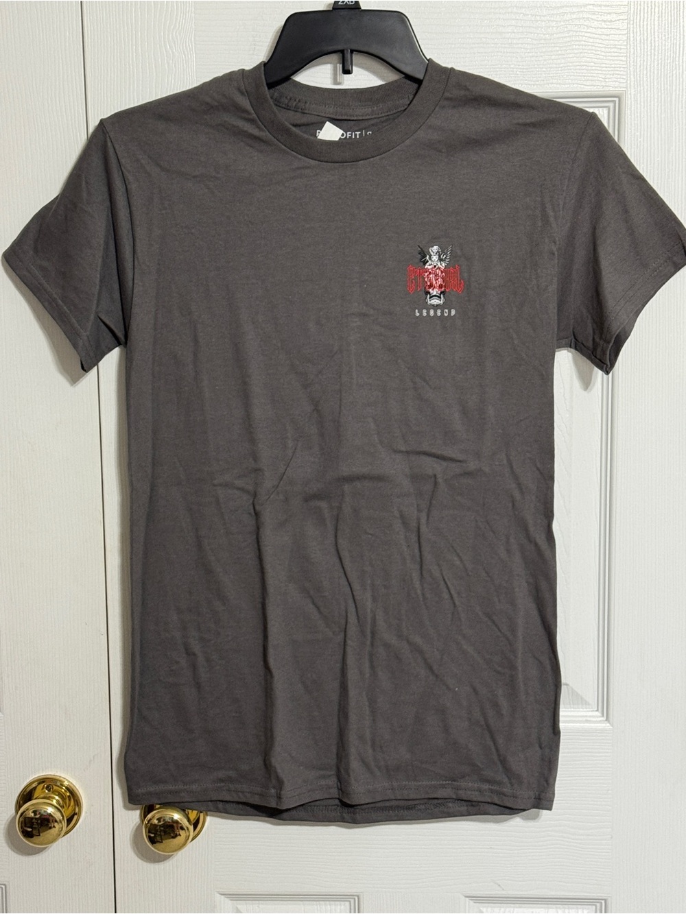 Retrofit Charcoal Short Sleeve Tee with Red Chest Graphic